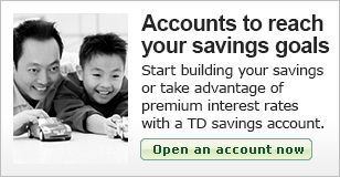Start building your savings or take advantage of premium interest rates with a TD savings account.