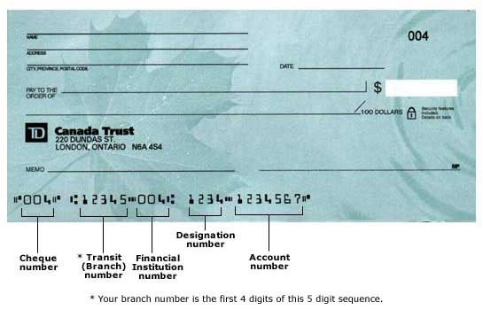 TD Canada Trust Sample Cheque