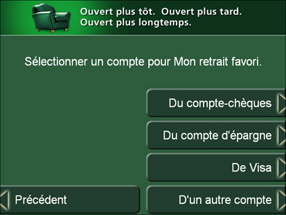 GAB - Écran du choix de compte