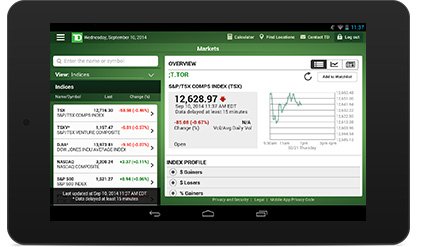 Make trades and view real-time quotes with your tablet