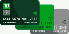Three stacked TD Credit Cards 