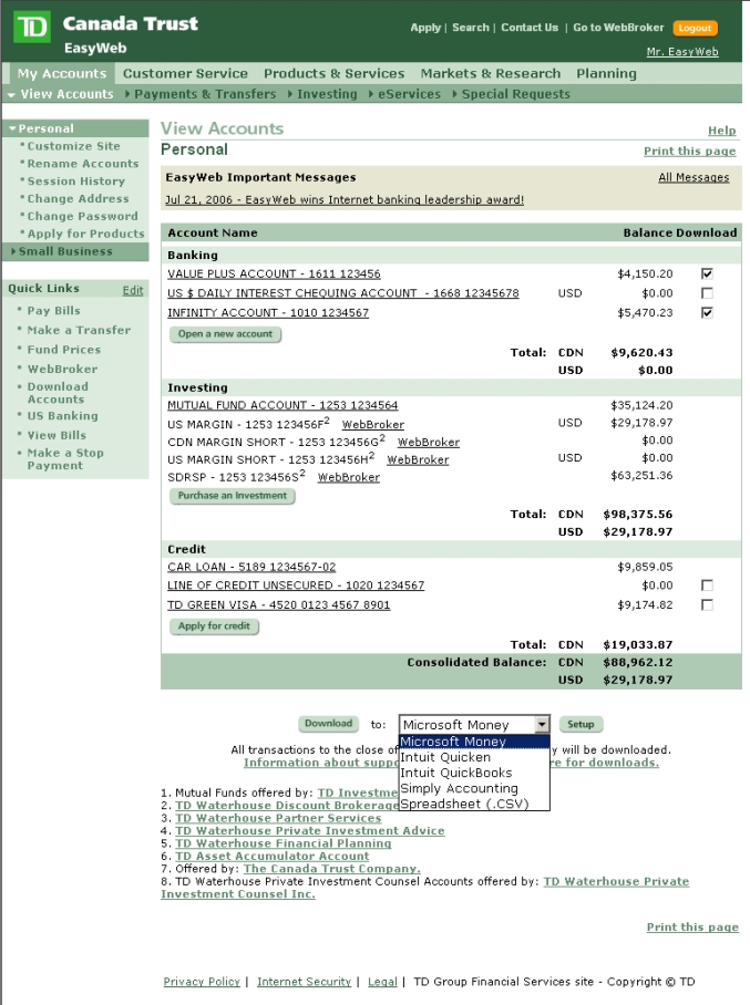 EasyWeb Tour Small Business Banking Downloading